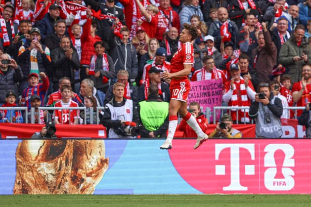 Tom Bischof FC Bayern Munich celebrates after scoring his team s third goal during the Bundesliga match between FC Bayern Munich and 1 FC Köln at Allianz Arena on May 16, 2026 in Munich, Germany Germany Photo by Oliver Kaelke DeFodi Images Tom Bischof FC Bayern München celebrates after scoring his team s third goal during the Bundesliga match between FC Bayern München and 1 FC Köln at Allianz Arena on May 16, 2026 in München, Germany Photo by Oliver Kaelke DeFodi Images DFL regulations prohibit any use of photographs as image sequences and or quasi video Photo by Oliver Kaelke DeFodi Images