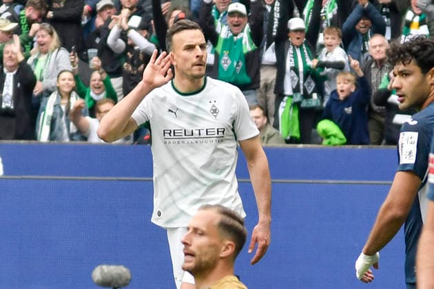 Haris Tabakovic Moenchengladbach 15 cheers after scoring 2 0 16 05 2026 ¢ Football ¢ Borussia Moenchengladbach vs TSG Hoffenheim, Borussia Park, Moenchengladbach, DFB DFL REGULATIONS PROHIBIT ANY USE OF PHOTOGRAPHS AS IMAGE SEQUENCES AND OR QUASI VIDEO Copyright: xpepphotox xHorstxMauelshagenx pep00321, pep_20260516_hm_357782