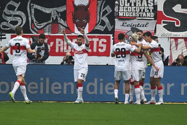 16 05 2026, xsltx, Fussball 1 Bundesliga, Eintracht Frankfurt VfB Stuttgart v l Torjubel nach dem Tor zum celebrating the goal celebrate 0 1 durch Jose Maria Andres Baixauli VfB Stuttgart Chema DFL DFB REGULATIONS PROHIBIT ANY USE OF PHOTOGRAPHS as IMAGE SEQUENCES and or QUASI VIDEO Frankfurt am Main