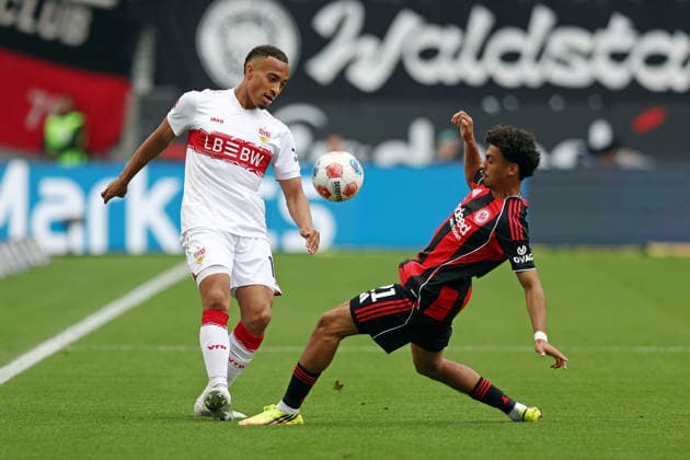 16 05 2026, xovx, Fußball Fußball Bundesliga, Eintracht Frankfurt VfB Stuttgart v l Jamie Leweling VfB Stuttgart , Nathaniel Brown Eintracht Frankfurt DFL DFB REGULATIONS PROHIBIT ANY USE OF PHOTOGRAPHS as IMAGE SEQUENCES and or QUASI VIDEO emspor Frankfurt