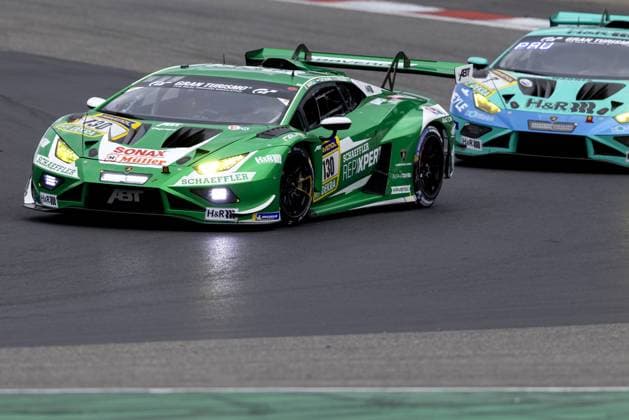 NÜRBURG - Red Bull Team ABT with the Lamborghini Huracan GT3, driven by Dutchman Nicky Catsburg among others, at the start of the 24 Hours of Nürburgring at the German circuit in the Eifel. SANDER KONING ANP xVIxANPxSportx xxANPxIVx 558449349 originalFilename: 558449349.jpg
