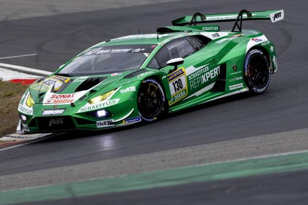NÜRBURG - Red Bull Team ABT with the Lamborghini Huracan GT3, driven by Dutchman Nicky Catsburg among others, at the start of the 24 Hours of Nürburgring at the German circuit in the Eifel. SANDER KONING ANP xVIxANPxSportx xxANPxIVx 558449517 originalFilename: 558449517.jpg