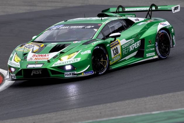 NÜRBURG - Red Bull Team ABT with the Lamborghini Huracan GT3, driven by Dutchman Nicky Catsburg among others, at the start of the 24 Hours of Nürburgring at the German circuit in the Eifel. SANDER KONING ANP xVIxANPxSportx xxANPxIVx 558449531 originalFilename: 558449531.jpg