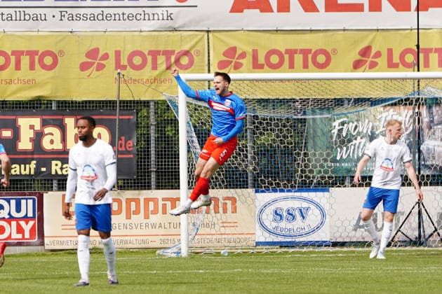 Soccer I Men I Season 2025 2026 I Regionalliga Nord I Matchday 34 I SSV Jeddeloh II SV Drochtersen Assel I 16 05 2026 Goal Jannes Wulff 5, SV Drochtersen Assel Edewecht HASKAMP Arena Niedersachsen Germany Copyright: xLobeca JonasxBoningx