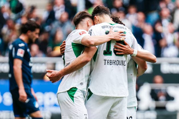 MOENCHENGLADBACH, GERMANY- MAY 16: Haris Tabakovic (Borussia Moenchengladbach, 15) celebrates after scoring the 2:0 during the Bundesliga match between Borussia Moenchengladbach vs. TSG 1899 Hoffenheim at Borussia-Park on matchday 34 of the 1. Bundesliga on May 16, 2026 in Moenchengladbach, Germany. DFL REGULATIONS PROHIBIT ANY USE OF PHOTOGRAPHS AS IMAGE SEQUENCES AND OR QUASI-VIDEO. Copyright: xNatachaxFreisenx