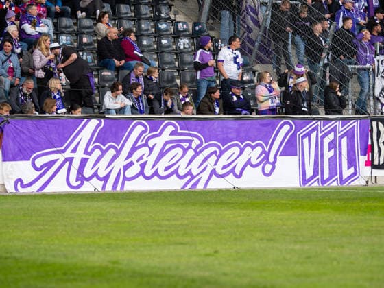 Banner with inscription Aufsteiger VFL GER, VfB Stuttgart II vs VfL Osnabrueck, Football, 3 Bundesliga, 38 Matchday, Season 2025 2026, 16 05 2026 GER, VfB Stuttgart II vs VfL Osnabrueck, Football, 3 Bundesliga, 38 Matchday, Season 2025 2026, 16 05 2026 Aspach Copyright: xEibner-Pressefoto CarstenxSchwerx EP_CSG