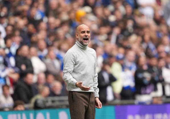 Chelsea v Manchester City FA Cup Final, Football, Wembley Stadium, London, UK - 16 May 2026 Pep Guardiola manager of Manchester City shouts directions to his team. London Wembley Stadium London UK, UK NEWSPAPERS OUT Copyright: xSeanxRyanx