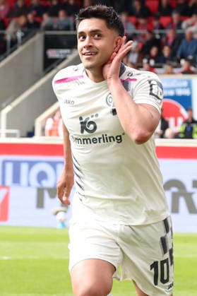 16 05 2026, xrekx, Fussball 1 Bundesliga, 1 FC Heidenheim FSV Mainz 05 v l Torjubel nach dem Tor zum celebrating the goal celebrate 0 2 durch Nadiem Amiri 1 FSV Mainz 05 DFL DFB REGULATIONS PROHIBIT ANY USE OF PHOTOGRAPHS as IMAGE SEQUENCES and or QUASI VIDEO Heidenheim