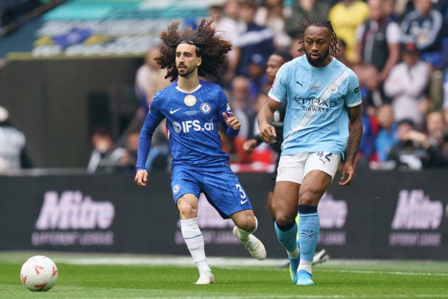 Chelsea v Manchester City, Emirates FA Cup Final Antoine Semenyo of Manchester City under pressure from Marc Cucurella of Chelsea during the Chelsea v Manchester City Emirates FA Cup Final match at Wembley Stadium, London, England on 16 May 2026 Credit: Dylan Hepworth Every Second Media Editorial use only. All images are copyright Every Second Media Limited. No images may be reproduced without prior permission. Copyright: xIMAGO EveryxSecondxMediax ESM-1997-0034 DylanxHepworthx xEveryxSecondxMediax