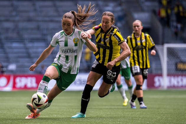 260516 Hammarbys Svea Rehnberg and Häckens Aivi Luik during the final of the Swedish Cup between Hammarby and Häcken on May 16, 2026 in Stockholm  Copyright: EMMAxWALLSKOG BB260516EW046