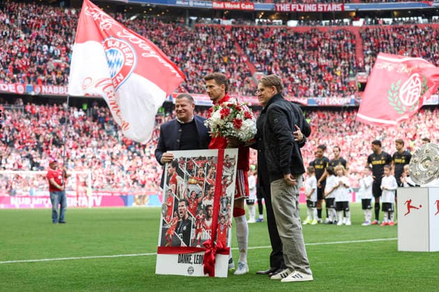 Leon Goretzka FC Bayern Munich is adopted during the Bundesliga match between FC Bayern Munich and 1 FC Köln, Allianz Arena on May 16, 2026 in Munich, Germany Photo by Oliver Kaelke DeFodi Images Leon Goretzka FC Bayern Munich is adopted during the Bundesliga match between FC Bayern Munich and 1 FC Köln at Allianz Arena on May 16, 2026 in Munich, Germany Photo by Oliver Kaelke DeFodi Images DFL regulations prohibit any use of photographs as image sequences and or quasi video Photo by Oliver Kaelke DeFodi Images
