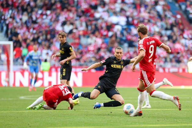 Said El Mala 1 FC Koeln, 13 with ball with Harry Kane FC Bayern Muenchen, 09 and Luis Diaz FC Bayern Muenchen, 14 , GER, FC Bayern Muenchen vs 1 FC Koeln, Football, Bundesliga, Matchday 34, Season 2025 2026, 16 05 2026, DFL DFB REGULATIONS PROHIBIT ANY USE OF PHOTOGRAPHS as IMAGE SEQUENCES and or QUASI VIDEO, GER, FC Bayern Muenchen vs 1 FC Koeln, Football, Bundesliga, Matchday 34, Season 2025 2026, 16 05 2026 Muenchen Copyright: xEibner-Pressefoto JennixMaulx EP_JML