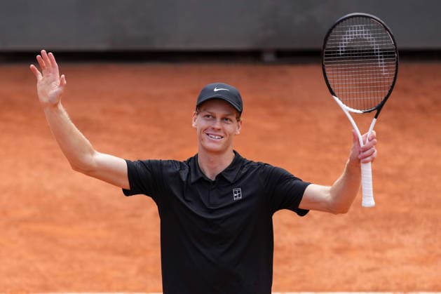 Jannik Sinner of Italy during the match postponed due to rain against Daniil Medvedev of Russia at the Internazionali BNL d Italia 2026 tennis tournament at Foro Italico in Rome (Italy) on May, 16, 2026. AntoniettaxBaldassarre