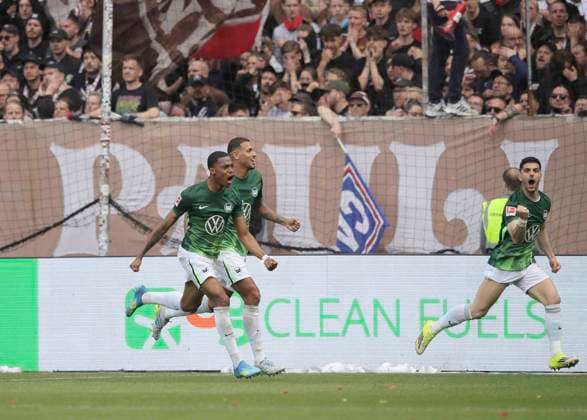 Photo Goal celebration at Wolfsburg after the 0 1 Soccer 1 Bundesliga , 34 Matchday on Sat 16 05 2026 FC St Pauli VfL Wolfsburg