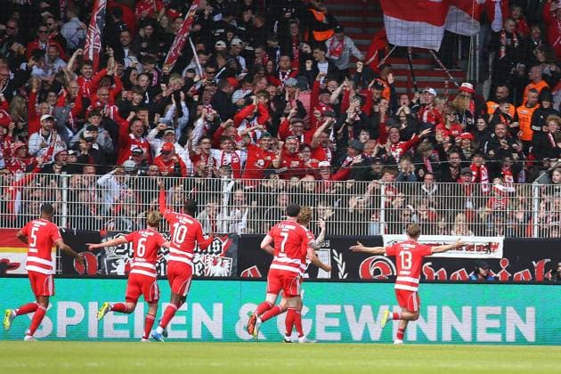 Berlin, Germany, 16 05 2026 Stadion Alte Försterei 34 Matchday, Season 2025 26, 1 Soccer Bundesliga Union Berlin FC Augsburg András Schäfer 13, Union Berlin celebrates his goal for 3 0 in the 54 minuite Copyright: xdtsxNachrichtenagenturx dts_118844
