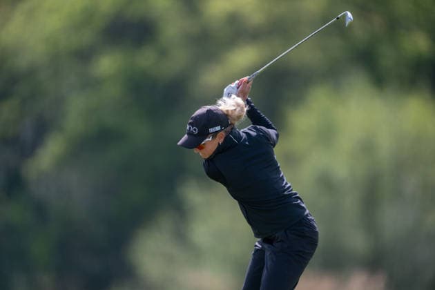 HAMBURG, GERMANY - MAY 16: Romy Meekers of the Netherlands hits her second shot on the 6th hole during the third round of the Amundi German Masters at Green Eagle Golf Courses on May 16, 2026 in Hamburg, Germany. Credit: Andy Astfalck NurPhoto Germany Copyright: xAndyxAstfalckx