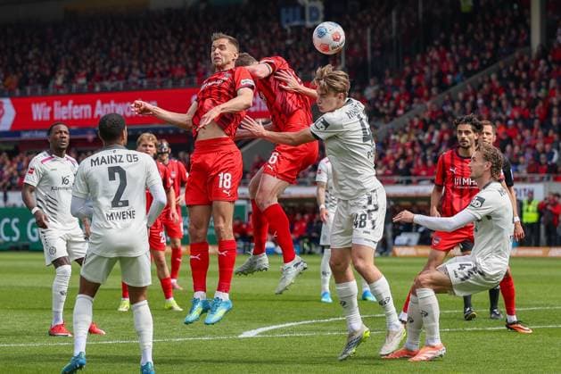Action by Marvin Pieringer 18 1FC Heidenheim 1846 with Kacper Potulski 48 1 FSV Mainz 05 , 1 FC Heidenheim vs 1 FSV Mainz 05, Football, Men, Bundesliga, DFL, Saison 2025 2026, 34 Spieltag, Rueckrunde, 16 05 2026 DFB regulations prohibit any use of photographs as image sequences and or quasi video Heidenheim Baden Wuerttemberg Germany Copyright: xkolbert-press MartinxAgüerax