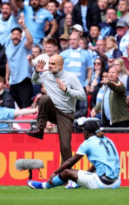 Chelsea v Manchester City - Emirates FA Cup Final Pep Guardiola, Manager of Manchester City reacts on the side line during the Emirates FA Cup Final match between Chelsea and Manchester City on May 16, 2026 in London, England. WARNING! This Photograph May Only Be Used For Newspaper And Or Magazine Editorial Purposes. May Not Be Used For Publications Involving 1 player, 1 Club Or 1 Competition Without Written Authorisation From Football DataCo Ltd. For Any Queries, Please Contact Football DataCo Ltd on +44 (0) 207 864 9121 London Wembley Stadium England United Kingdom Copyright: xAllstarxPicturexLibraryxLtdx