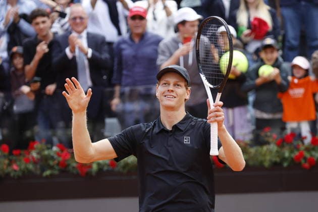 May 16, 2026, Rome, ITALY: Jannik Sinner of Italy celebrates after winning his men s singles semi final match against Daniil Medvedev of Russia (not pictured) at the Italian Open tennis tournament in Rome, Italy, 16 May 2026. ANSA FABIO FRUSTACI. Italian Open Tennis Tournament  - ZUMAa110 20260516_zaf_a110_016 Copyright: xFabioxFrustacix