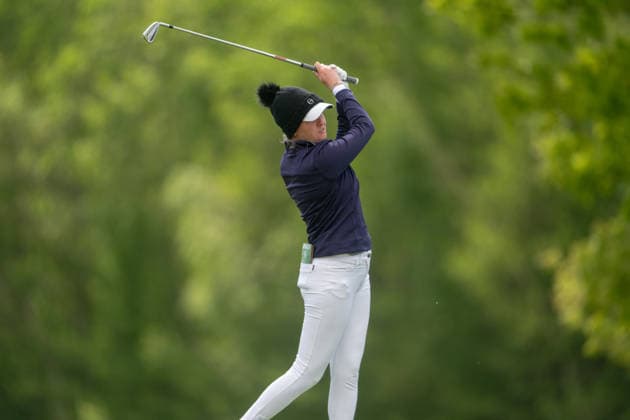HAMBURG, GERMANY - MAY 16: Anna Morgan of the United States hits her second shot on the 6th hole during the third round of the Amundi German Masters at Green Eagle Golf Courses on May 16, 2026 in Hamburg, Germany. Credit: Andy Astfalck NurPhoto Germany Copyright: xAndyxAstfalckx