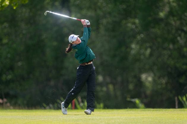 HAMBURG, GERMANY - MAY 16: Darcey Harry of Wales hits her second shot on the 6th hole during the third round of the Amundi German Masters at Green Eagle Golf Courses on May 16, 2026 in Hamburg, Germany. Credit: Andy Astfalck NurPhoto Germany Copyright: xAndyxAstfalckx
