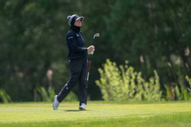 HAMBURG, GERMANY - MAY 16: Kelsey Bennett of Australia hits her second shot on the 6th hole during the third round of the Amundi German Masters at Green Eagle Golf Courses on May 16, 2026 in Hamburg, Germany. Credit: Andy Astfalck NurPhoto Germany Copyright: xAndyxAstfalckx