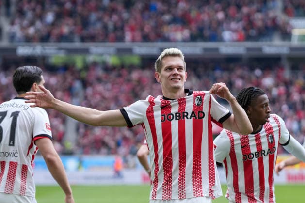 Matthias Ginter SC Freiburg, 28 Goal celebration, Emotions, Goal shot, Goal, Goal, Goal, Germany, Football, 1 Bundesliga, 34 Matchday, 2025 2026, SC Freiburg vs RB Leipzig, 16 05 2026, Europa Park Stadion, Freiburg Freiburg Europa Park Stadion Baden Württemberg Germany Copyright: xArnexAmbergx