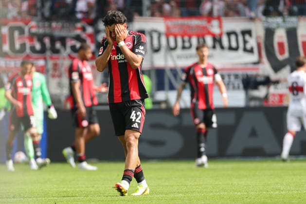 Soccer 1 Bundesliga Eintracht Frankfurt VfB Stuttgart on 16 05 2026 at Deutsche Bank Park in Frankfurt Can Uzun Frankfurt 42 dissatisfied, disappointed, disappointed, dejected MH