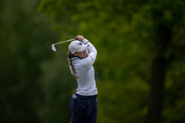 HAMBURG, GERMANY - MAY 16: Gemma Clews of England hits her second shot on the 6th hole during the third round of the Amundi German Masters at Green Eagle Golf Courses on May 16, 2026 in Hamburg, Germany. Credit: Andy Astfalck NurPhoto Germany Copyright: xAndyxAstfalckx