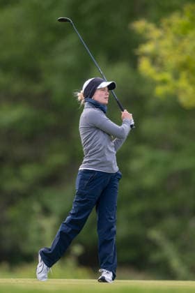 AMBURG, GERMANY - MAY 16: Lily May Humphreys of England hits her second shot on the 6th hole during the third round of the Amundi German Masters at Green Eagle Golf Courses on May 16, 2026 in Hamburg, Germany. Credit: Andy Astfalck NurPhoto Germany Copyright: xAndyxAstfalckx