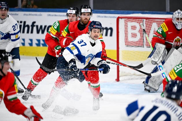 LKS 20260516 Eemil Erholtz of Finland in action during the 2026 IIHF Ice hockey, Eishockey World Championships preliminary round group A match between Hungary and Finland in Zurich on May 16, 2026. - RONI REKOMAA Zürich Switzerland xPRMVAcubFI  Copyright: xRonixRekomaax xPRMVAcubFI