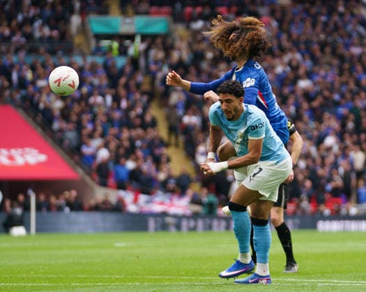 Chelsea v Manchester City, Emirates FA Cup Final Marc Cucurella of Chelsea and Omar Marmoush of Manchester City battling for the ball during the Chelsea v Manchester City Emirates FA Cup Final match at Wembley Stadium, London, England on 16 May 2026 Credit: Dylan Hepworth Every Second Media Editorial use only. All images are copyright Every Second Media Limited. No images may be reproduced without prior permission. Copyright: xIMAGO EveryxSecondxMediax ESM-1997-0048 DylanxHepworthx xEveryxSecondxMediax