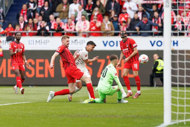 Patrick Mainka 6, 1 FC Heidenheim , Nadiem Amiri 10, 1 FSV Mainz 05 , Frank Feller 40, 1 FC Heidenheim and Jonas Föhrenbach 19, 1 FC Heidenheim at the match between 1 FC Heidenheim v 1 FSV Mainz 05, Soccer, Men, Bundesliga, 2025 2026, 34 Matchday on 16 05 2026 in Heidenheim, Voith Arena DFL and DFB regulations prohibit any use of photographs as image sequences and or quasi video Baden Württemberg Germany