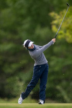 AMBURG, GERMANY - MAY 16: Lily May Humphreys of England hits her second shot on the 6th hole during the third round of the Amundi German Masters at Green Eagle Golf Courses on May 16, 2026 in Hamburg, Germany. Credit: Andy Astfalck NurPhoto Germany Copyright: xAndyxAstfalckx