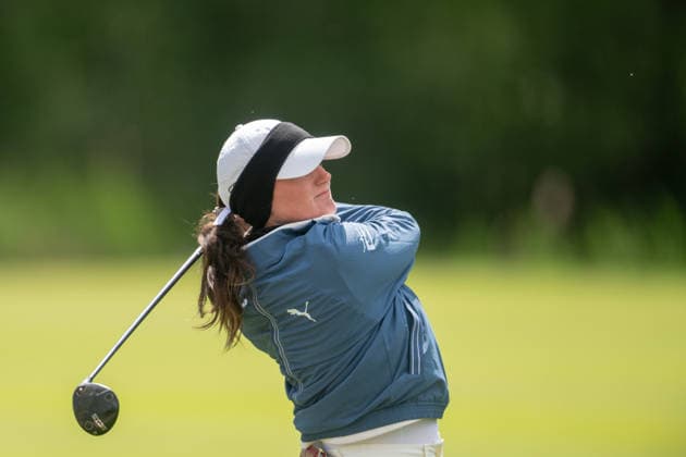 HAMBURG, GERMANY - MAY 16: Charlotte Heath of England hits her second shot on the 6th hole during the third round of the Amundi German Masters at Green Eagle Golf Courses on May 16, 2026 in Hamburg, Germany. Credit: Andy Astfalck NurPhoto Germany Copyright: xAndyxAstfalckx