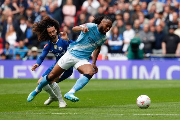 Chelsea v Manchester City. Antoine Semenyo of Manchester City and Marc Cucurella of Chelsea in action during the FA Cup Final Chelsea v Manchester City. Football. The Emirates FA Cup Final. Wembley Stadium, London, UK. 16 MAY 2026Wembley Wembley Stadium LONDON United Kingdom EDITORIAL USE ONLY No use with unauthorised audio, video, data, fixture lists, club league logos or live services. Online in-match use limited to 120 images, no video emulation. No use in betting, games or single club league player publications.  Copyright: xJASONPIX Shutterstockx 16878747d