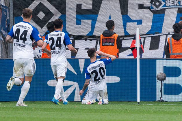 Leverkusen, Germany 16 May 2026 1 BL 2025 2026 Sp 34 Bayer 04 Leverkusen v Hamburger SV In the picture Fabio Vieira HSV cheers after his goal to 0 1 DFL DFB regulations prohibit any use of photographs as image sequences and or quasi video BayArena Nordrhein Westfalen Copyright: xFotostandx xKruczynskix