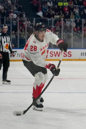 FRIBOURG, SWITZERLAND MAY 16 Zach Whitecloud of Canada in action during the 2026 IIHF Ice Hockey World Championship Switzerland game between Italy and Canada at BCF Arena on May 16, 2026 in Fribourg, Fribourg Fribourg BCF Arena Fribourg Switzerland Copyright: xJustPictures.ch JarixPestelaccix jp-en-EuSpIm-JP6_JAR_Italy_Canada_16May2026_00045