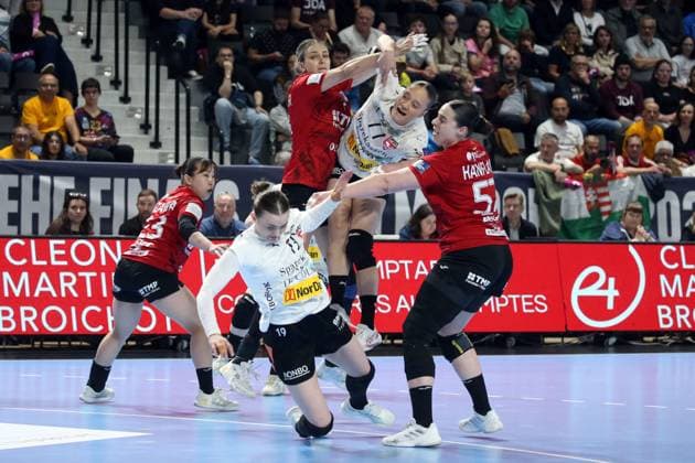 handball, ehf european league, 1 2 finale, thuringer - viborg NICOLAS GOISQUE MAXPPP - 16-5-2026, 15h00, handball, ehf european league, 1 2 finale, thuringer hc - viborg hk, le combat a été rude entre les 2 foramtions  Copyright: xMAXPPPxNICOLASxGOISQUEx GSQ202605166130 GSQ202605166130