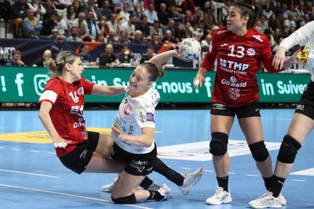 handball, ehf european league, 1 2 finale, thuringer - viborg NICOLAS GOISQUE MAXPPP - 16-5-2026, 15h00, handball, ehf european league, 1 2 finale, thuringer hc - viborg hk, rude combat au coeur de la défense de thuringer  Copyright: xMAXPPPxNICOLASxGOISQUEx GSQ202605166137 GSQ202605166137