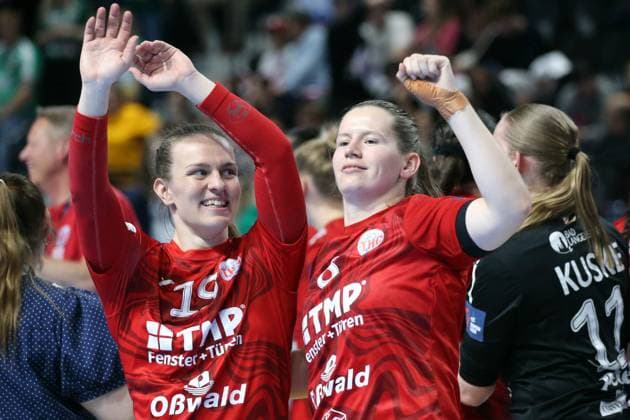 handball, ehf european league, 1 2 finale, thuringer - viborg NICOLAS GOISQUE MAXPPP - 16-5-2026, 15h00, handball, ehf european league, 1 2 finale, thuringer hc - viborg hk, la fierté deluca farago et julie holm qualifié pour la deuxième année de rang en finale  Copyright: xMAXPPPxNICOLASxGOISQUEx GSQ202605166155 GSQ202605166155