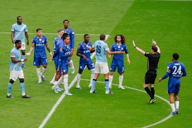 FA Cup Final Chelsea v Manchester City Wembley Stadium 16.05.2026 Rodri of Manchester City and Marc Cucurella of Chelsea argue over a penalty decision FA Cup Final Chelsea v Manchester City Wembley Stadium 16.05.2026 Photograph By Marc Aspland The Times  Copyright: xMarcxAsplandx NINTCHDBPICT001081293533