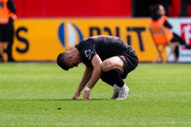 Leverkusen, Germany 16 May 2026 1 BL 2025 2026 Sp 34 Bayer 04 Leverkusen v Hamburger SV In picture Patrik Schick LEV is unhappy on the pitch DFL DFB regulations prohibit any use of photographs as image sequences and or quasi video BayArena Nordrhein Westfalen Copyright: xFotostandx xKruczynskix