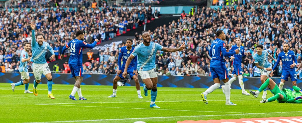 Football - FA Cup - Semi-Final - Chelsea FC v Manchester City FC LONDON, ENGLAND - Saturday, May 16, 2026: Manchester City s Antoine Semenyo celebrates after scoring the first goal during the FA Cup Final between Chelsea FC and Manchester City FC at Wembley Stadium. (Photo by Ian Stephen Propaganda) LONDON Wembley Stadium GREATER LONDON ENGLAND  Copyright: xDavidxRawcliffex P2026-05-16-FA_Cup_Final-42