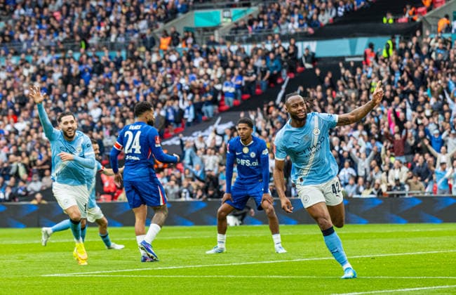 Football - FA Cup - Semi-Final - Chelsea FC v Manchester City FC LONDON, ENGLAND - Saturday, May 16, 2026: Manchester City s Antoine Semenyo celebrates after scoring the first goal during the FA Cup Final between Chelsea FC and Manchester City FC at Wembley Stadium. (Photo by Ian Stephen Propaganda) LONDON Wembley Stadium GREATER LONDON ENGLAND  Copyright: xDavidxRawcliffex P2026-05-16-FA_Cup_Final-43