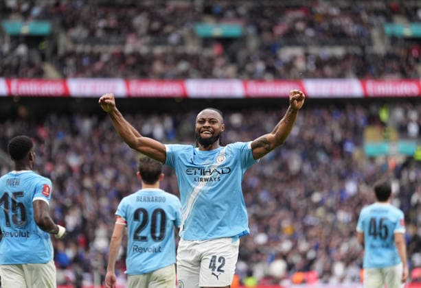 Chelsea v Manchester City FA Cup Final, Football, Wembley Stadium, London, UK - 16 May 2026 GOAL 0-1. Antoine Semenyo of Manchester City celebrates after scoring the opening goal. London Wembley Stadium London UK, UK NEWSPAPERS OUT Copyright: xSeanxRyanx
