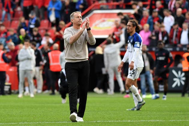 Coach Kasper Hjulmand Bayer 04 Leverkusen gestures, gestures during the Bundesliga match between Bayer 04 Leverkusen and Hamburger SV, BayArena on May 16, 2026 in Leverkusen, Germany Photo by Ralf Treese DeFodi Images Trainer Kasper Hjulmand Bayer 04 Leverkusen gestures during the Bundesliga match between Bayer 04 Leverkusen and Hamburger SV at BayArena on May 16, 2026 in Leverkusen, Germany Photo by Ralf Treese DeFodi Images DFL regulations prohibit any use of photographs as image sequences and or quasi video Photo by Ralf Treese DeFodi Images