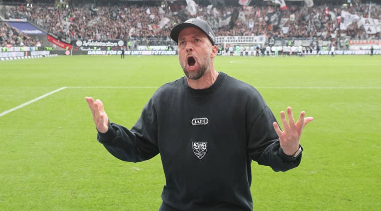 Frankfurt , Bundesliga soccer Eintracht Frankfurt vs VfB Stuttgart , Coach Sebastian Hoeneß VfB