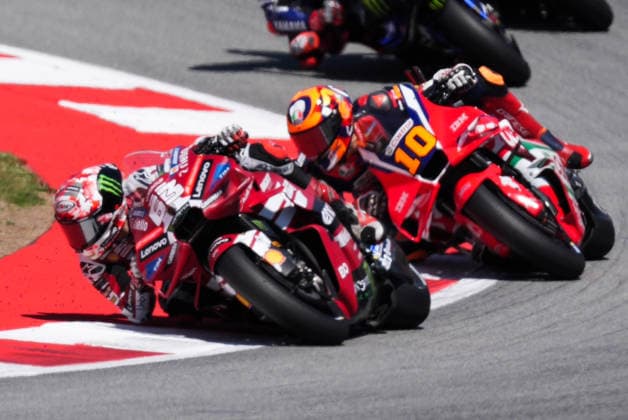 May 16, 2026, Barcelona, Barcelona, Spain: MONTMELO, SPAIN - MAY 16: Pecco Bagnaia 63 of Ducati Lenovo Team and Luca Marini 10 of Honda HRC castor in action during the MotoGP Tissot Sprint at the MotoGP Grand Prix of Catalunya at Circuit de Barcelona-Catalunya on May 16, 2026 in Montmelo, Spain. MotoGP Grand Prix Of Catalunya 2026  - ZUMAs316 20260516_znp_s316_103 Copyright: xMartixSeguraxRamonedax