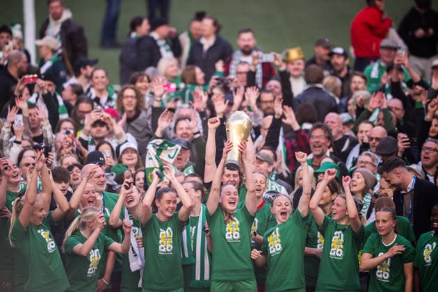 260516 Hammarbys Vilde Hasund celebrates after the final of the Swedish Cup between Hammarby and Häcken on May 16, 2026 in Stockholm  Copyright: MAXIMxTHORE BB260516MT070